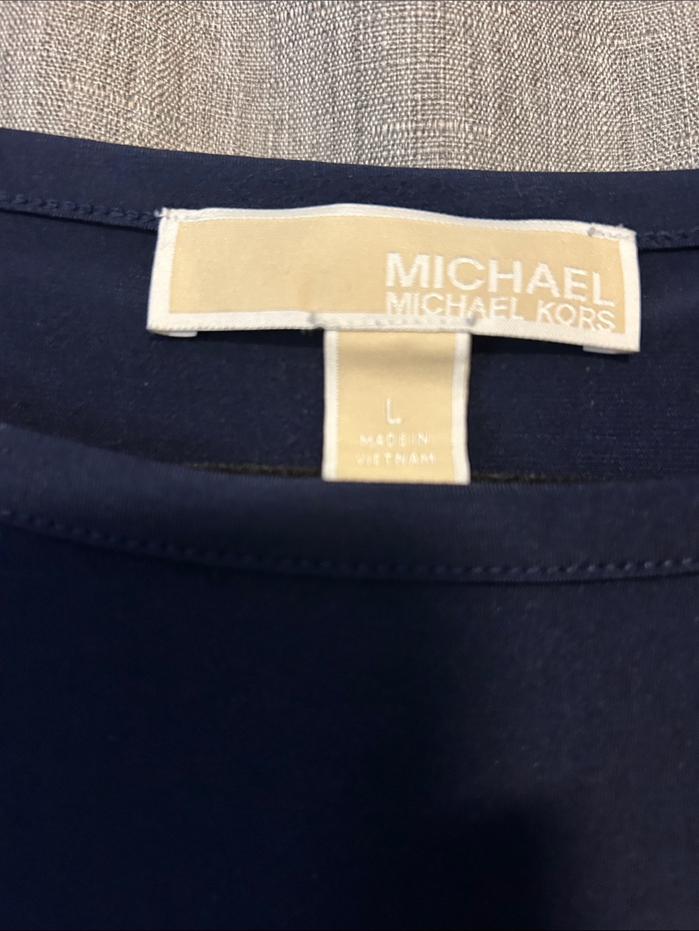 Michael Kors Navy Short Sleeve Shift Dress with Geometric Trim - Picture 2 of 5